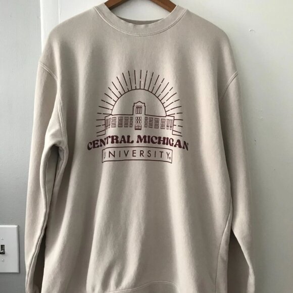 USCAPE Apparel Central Michigan University Beige Crewneck Sweatshirt Size Large - Picture 1 of 5